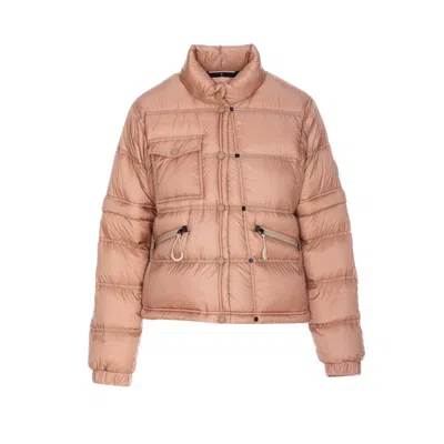 Moncler Down Jacket With Detachable Sleeves And Pull-out Hood In Pink