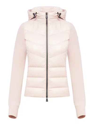 Moncler Grenoble Women Padded Fleece Hoodie In Pink