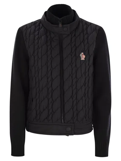 Moncler Grenoble Women Padded Wool Cardigan With Zip In Black