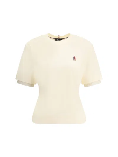Moncler Grenoble Women Patch With Logo T-shirt In Beige