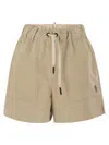 Moncler Shorts Elastic Waistband Side Pockets In Cream