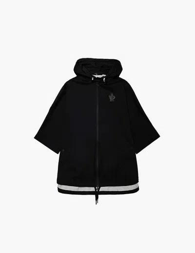 Moncler Grenoble Womens Black Vorassay Drawstring-hood Shell Cape