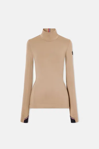 Moncler Grenoble Womens T Neck Base Layer Sweater In Brown