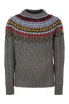 Moncler Cable Knit Jacquard Sweater In Grey