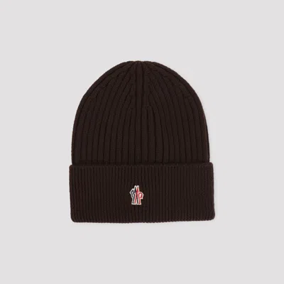 Moncler Grenoble Wool Beanie Hat For Men In Brown