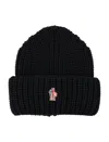 Moncler Grenoble Logo Patch Knitted Beanie In Black