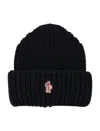 Moncler Grenoble Logo Patch Knitted Beanie In Black