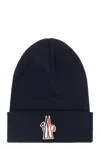 Moncler Grenoble Logo Patch Knitted Beanie In Blue
