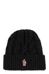 Moncler Grenoble Logo Patch Knitted Beanie In Black