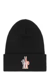 Moncler Grenoble Logo Patch Virgin Wool Beanie In Black