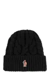 Moncler Grenoble Logo Patch Knitted Beanie In Black