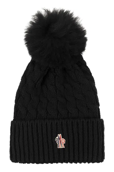 MONCLER MONCLER GRENOBLE WOOL HAT WITH POM POM