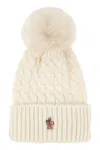 Moncler Grenoble Wool Hat With Pom Pom In Neutral