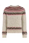 Moncler Jacquard Wool Blend Sweater With Geometric Pattern In Multi