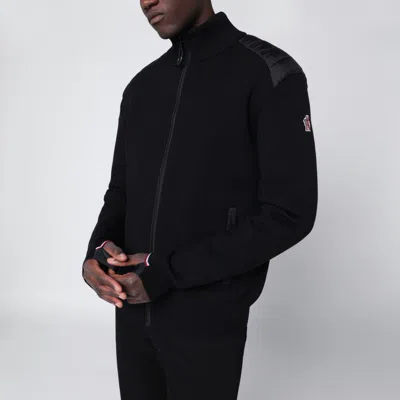 Moncler Wool Padded Cardigan With Zip In Black
