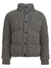 Moncler Wool Cable Knit Cardigan In Gray