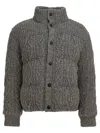 Moncler Wool Cable Knit Cardigan In Gray