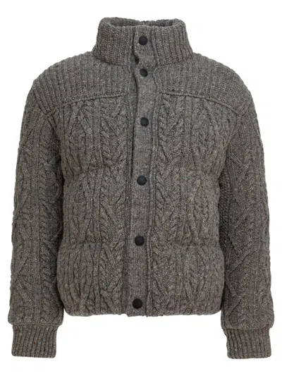 Moncler Wool Cable Knit Cardigan In Animal Print