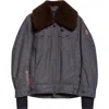 Moncler Grenoble Yunque Denim Down Trucker Jacket With Genuine Shearling Collar In Gray