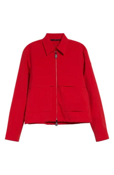 Moncler Canvas Overshirt With Embroidered Logo Shirts Rose In Red