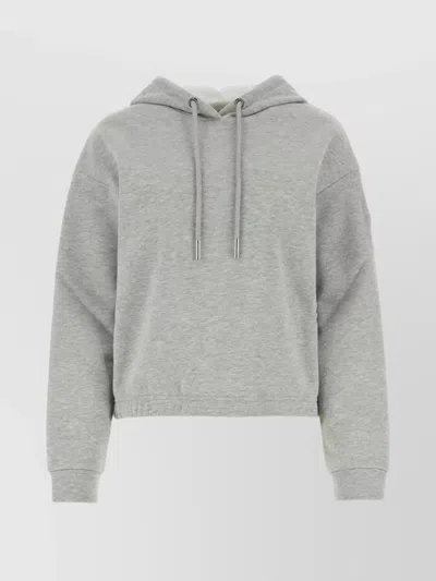 Moncler Grey Blend Sweatshirt With Cropped Length And Hood
