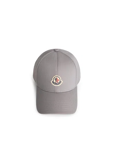 Moncler Grey Cotton Baseball Cap In Gray