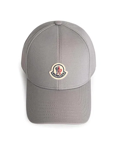 Moncler Grey Cotton Baseball Cap In Gray