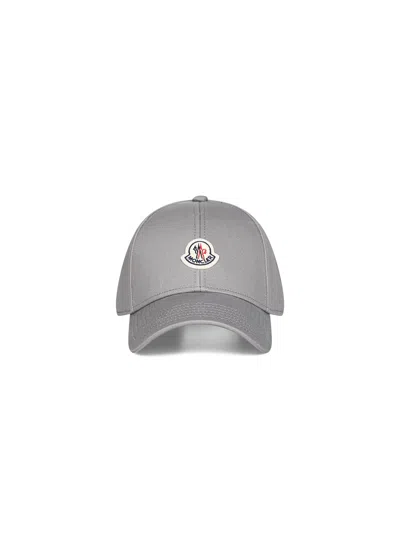 Moncler Grey Cotton Gabardine Baseball Cap