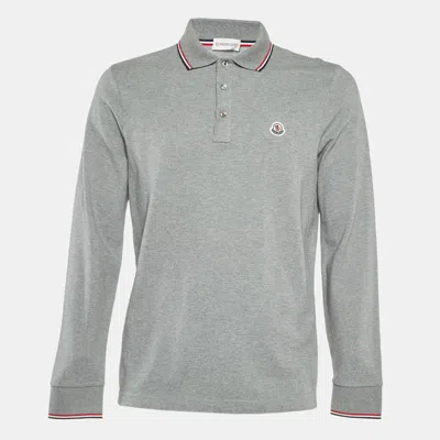 Pre-owned Moncler Grey Cotton Long Sleeve Polo T-shirt L