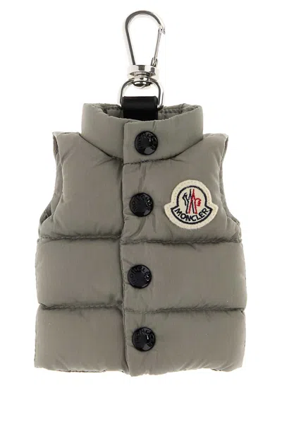 Moncler Grey Fabric Key Ring In Gray