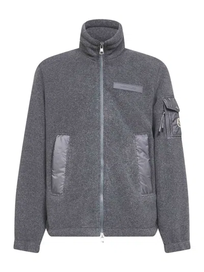 MONCLER GREY FELT JACKET