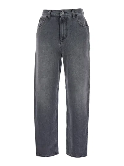 Moncler Grey Five-pocket Jeans In Denim Woman In Multicolor