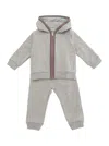 Moncler Grey Hoodie + Pants Ensembre With Logo Patch In Cotton Baby In Grey