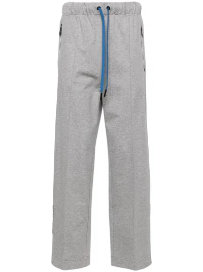 Moncler Logo-lettering Cotton Track Pants In Grey