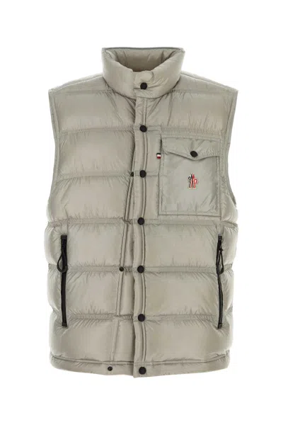 MONCLER GREY NYLON NANTU SLEEVELESS DOWN JACKET