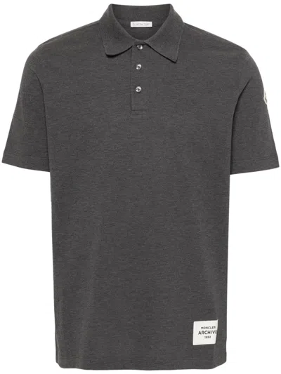 Moncler Piqué-weave Polo Shirt In Grey