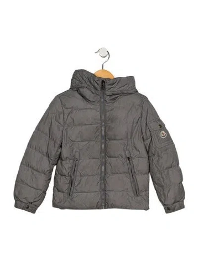 Pre-owned Moncler Babies' Grey Puffer Zip Jacket With Hood In Gray