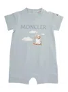 Moncler Grey Romper With Logo Patch On The Sleeve And Front Print In Cotton Baby In Gray