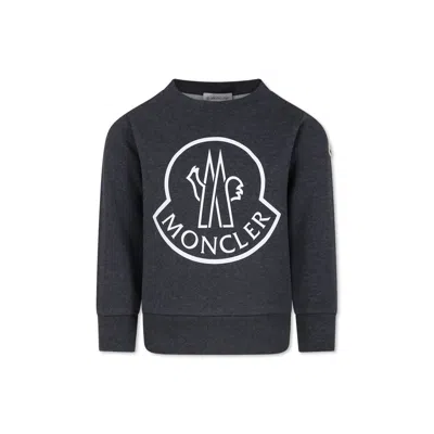 Moncler Grey Sweatshirt For Kids With Logo In Blue