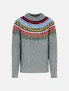 Moncler Cable Knit Jacquard Sweater In Grey