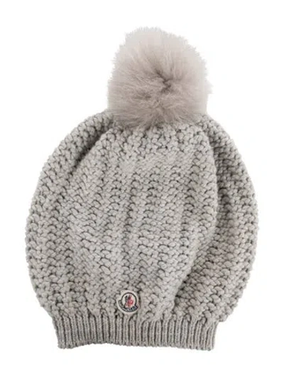 Pre-owned Moncler Grey Wool Beanie Hat In Gray