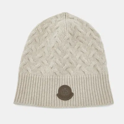 Pre-owned Moncler Grey Wool Knit Beanie One Size In Gray
