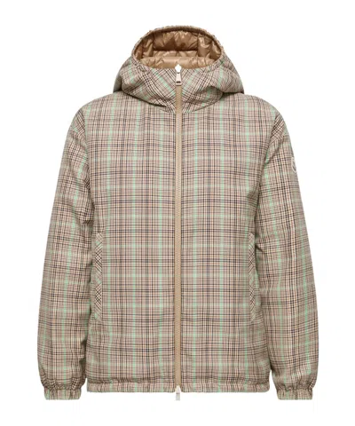 Moncler Grimpante Reversible Hooded Short Down Jacket In Brown