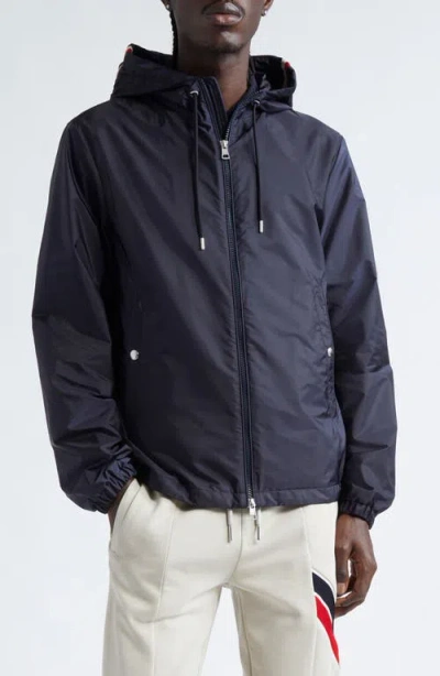 Moncler Grimpeurs Hooded Water Repellent Nylon Jacket In Navy