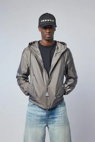 Moncler Grimpeurs Hooded Windbreaker In Silver