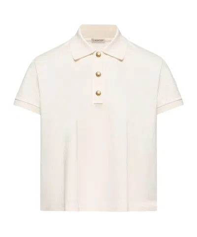 Moncler Grosgrain Logo Cotton Polo Shirt In Brown