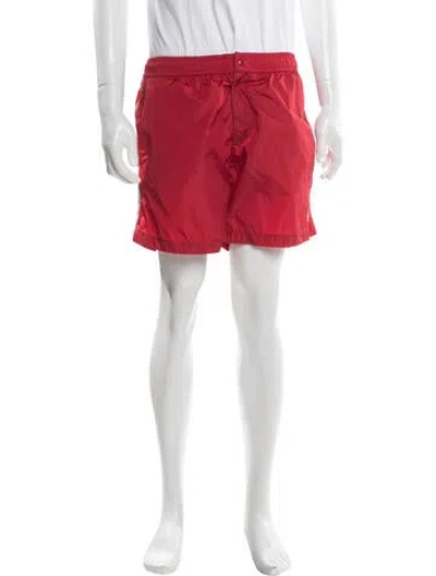 Pre-owned Moncler Grosgrain Trim Swim Trunks W/ Tags In Red
