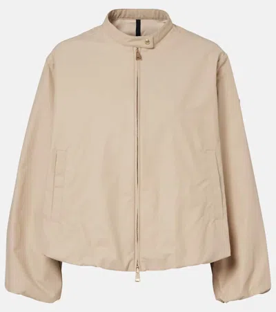 Moncler Short Cotton Blend Gruissan Bomber Jacket In Beige O Tan
