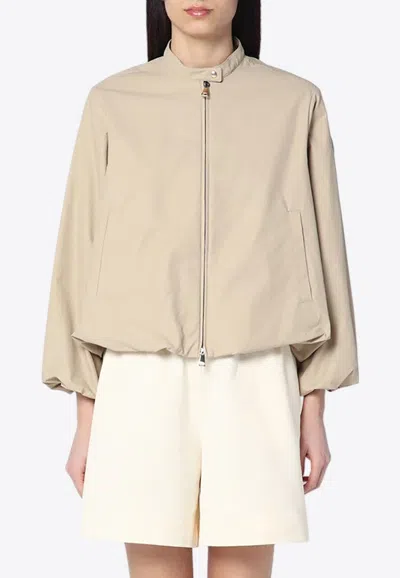Moncler Gruissan Zip-up Cropped Jacket In Beige