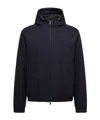 Moncler Guerand Reversible Short Down Jacket With Hood In Blue